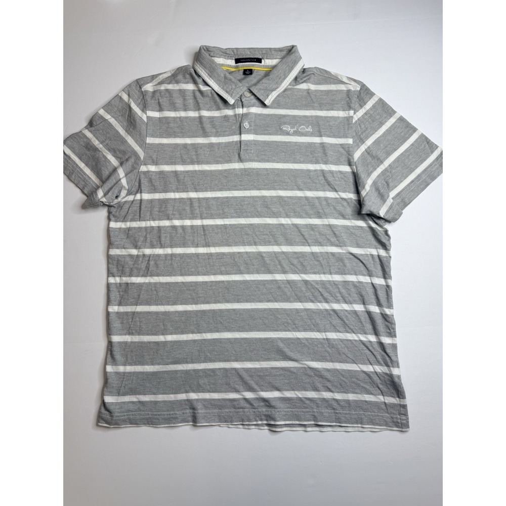 Travis Mathew Gray Short Sleeve Polo Shirt Men's Size L Performance Golf Striped
